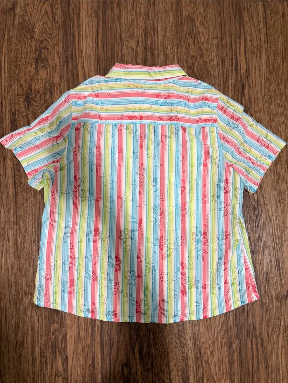 Alfred Dunner Pastel Rainbow Striped Button-Down Shirt